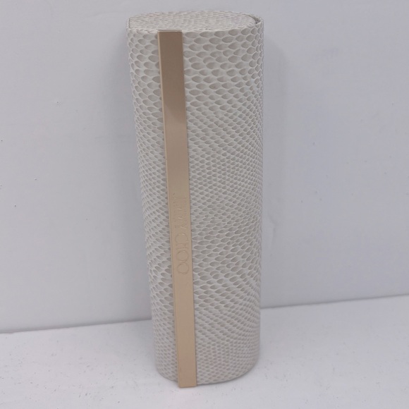 JIMMY CHOO GLASSES/SUNGLASSES CASE, FAUX SNAKE LEATHER, TAN & WHITE COLORS, NWOT - Picture 2 of 12